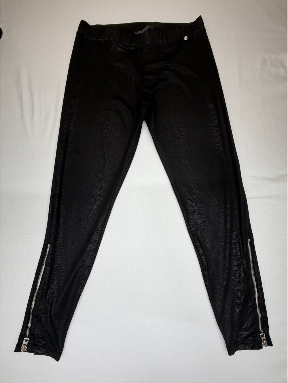 Armani Exchange Women’s Leggings Pull On Elastic Waist Ankle Zip Size L Black